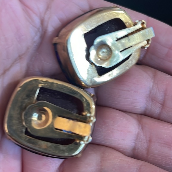 Vintage garnet glass bangle and earrings Jewelry Set - Picture 6 of 7